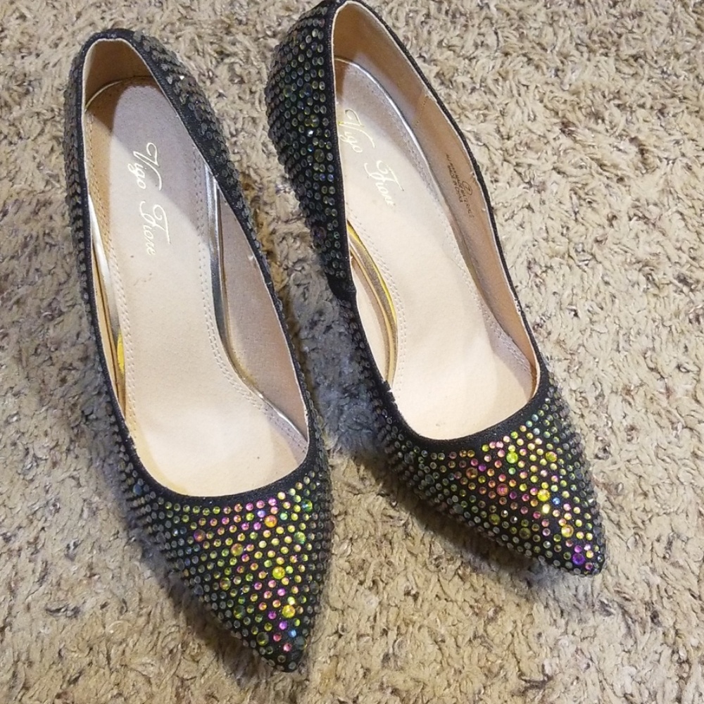 Bling black heels